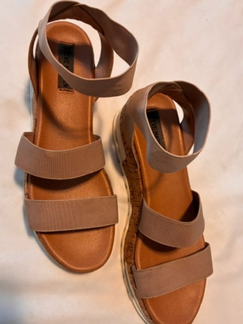 Steve Madden Rubber Sole Wedges with Nude Straps - Size 10